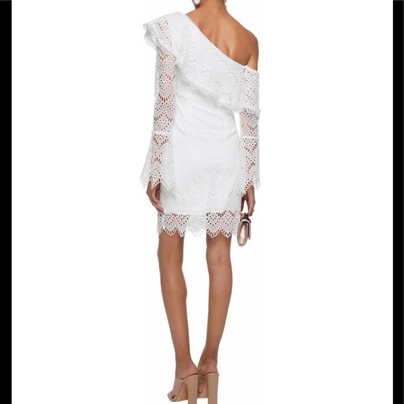 Nicholas one shoulder ruffled lace dress - Picture 2 of 7
